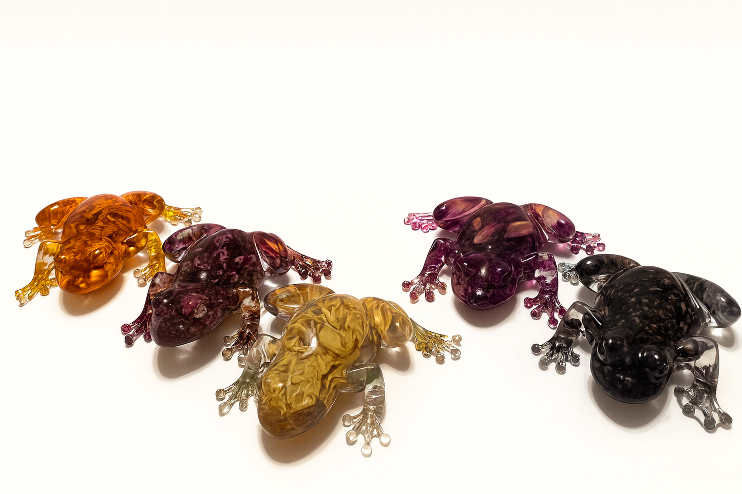 Yellow Stock Resin Frog – Botanical Sculpture with Real Flowers – Handmade Art