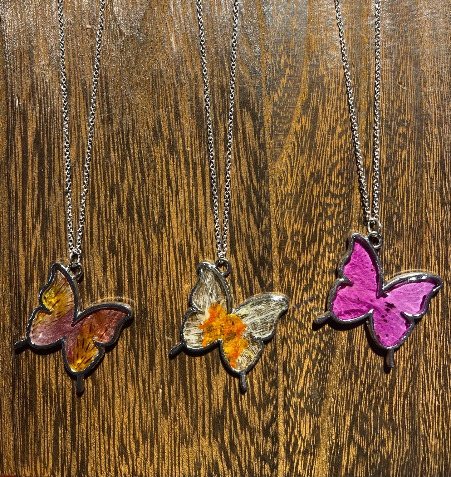 Alstroemeria Lily Butterfly Necklace – Real Flower Jewelry – Butterfly Blooms Collection