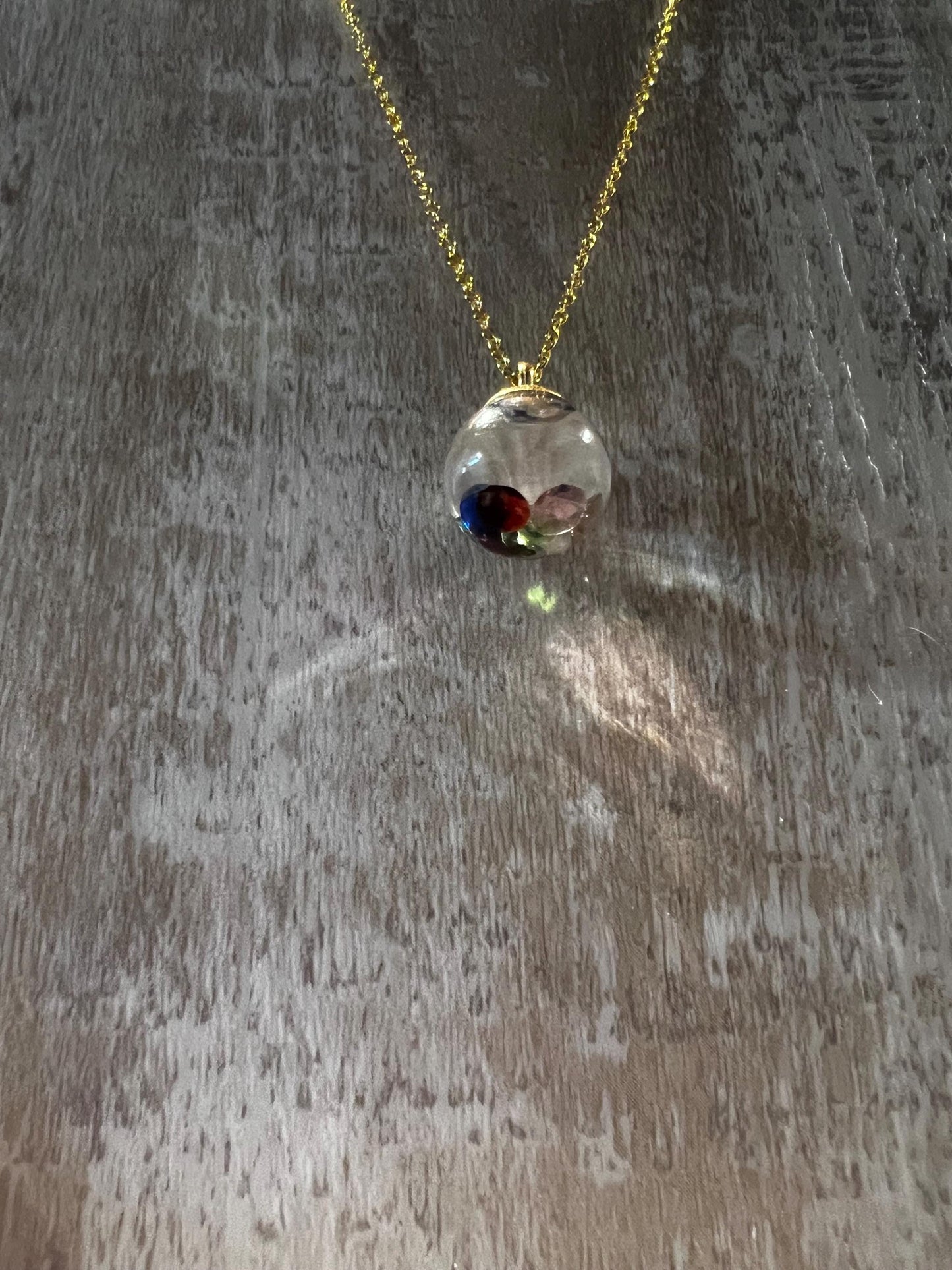 Glittery Gem Filled Bauble Necklace | Personal Snow Globe Necklace