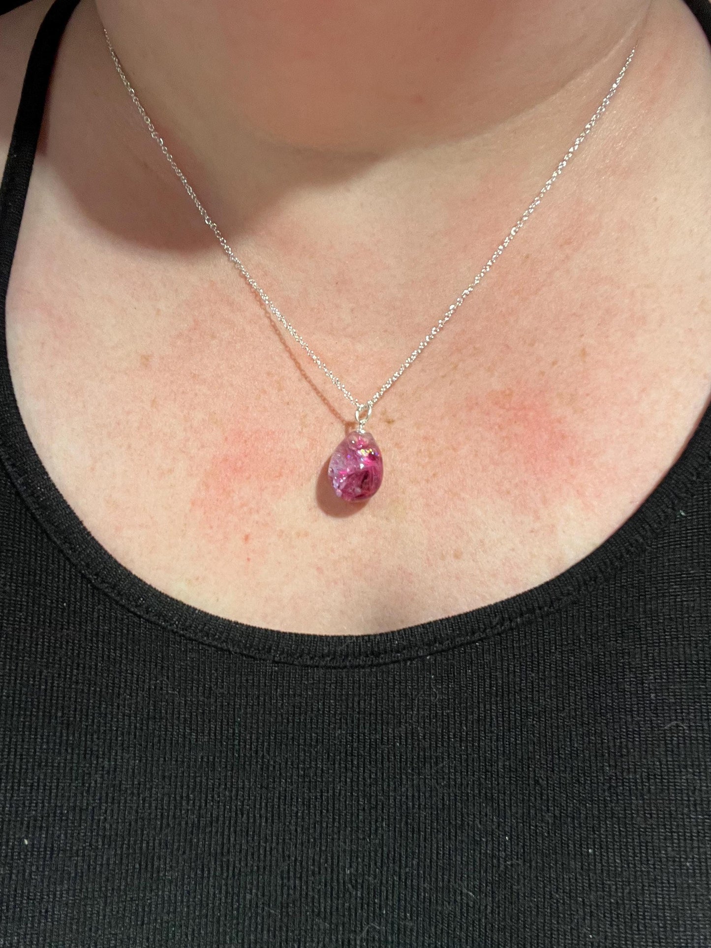 Teardrop Bauble Pink Dream Necklace | Personal Snow Globe Necklace