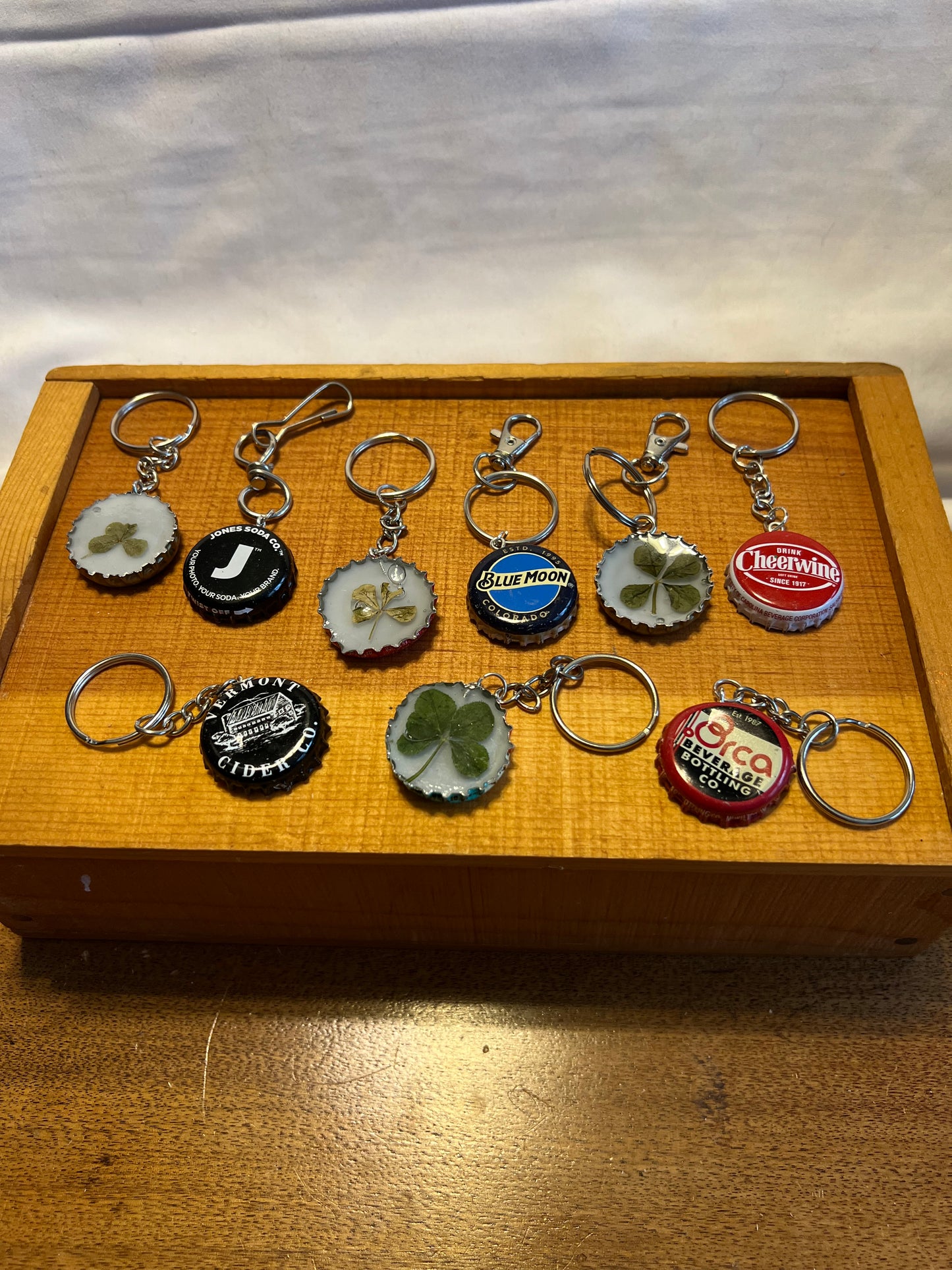 Lucky Four Leaf Clover Keychain | Roxa Cola Bottle Cap Charm | Handmade Resin Good Luck Charm | Nature-Inspired Gift