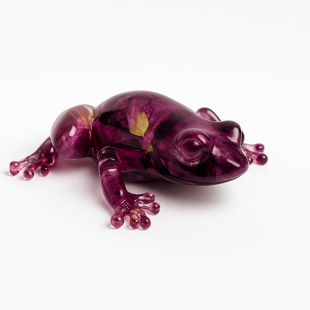 Rose Petal Resin Frog – Handmade Botanical Sculpture – Romantic Nature Art