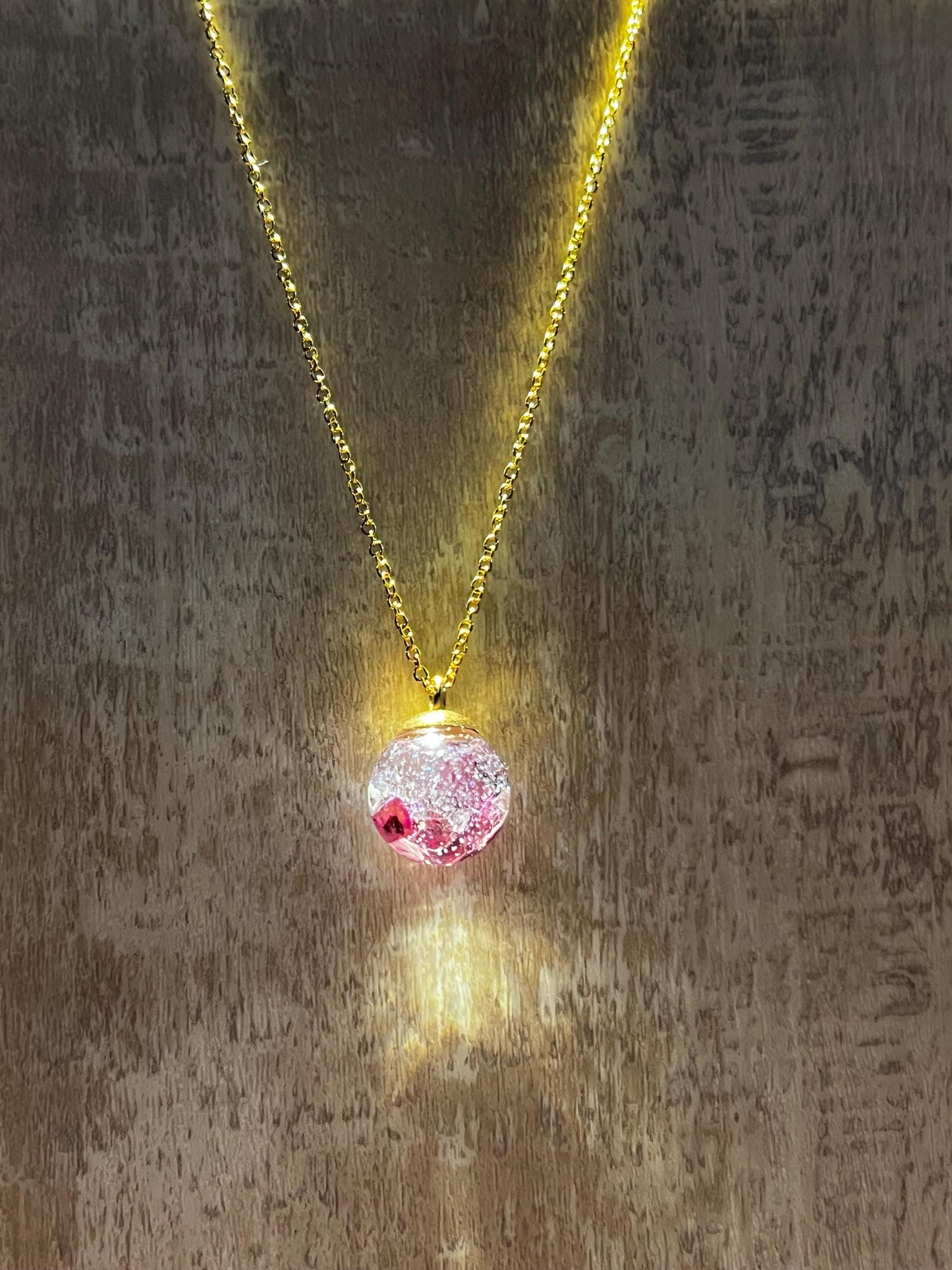 Violet Mother of Pearl Bauble Necklace | Personal Snow Globe Necklace