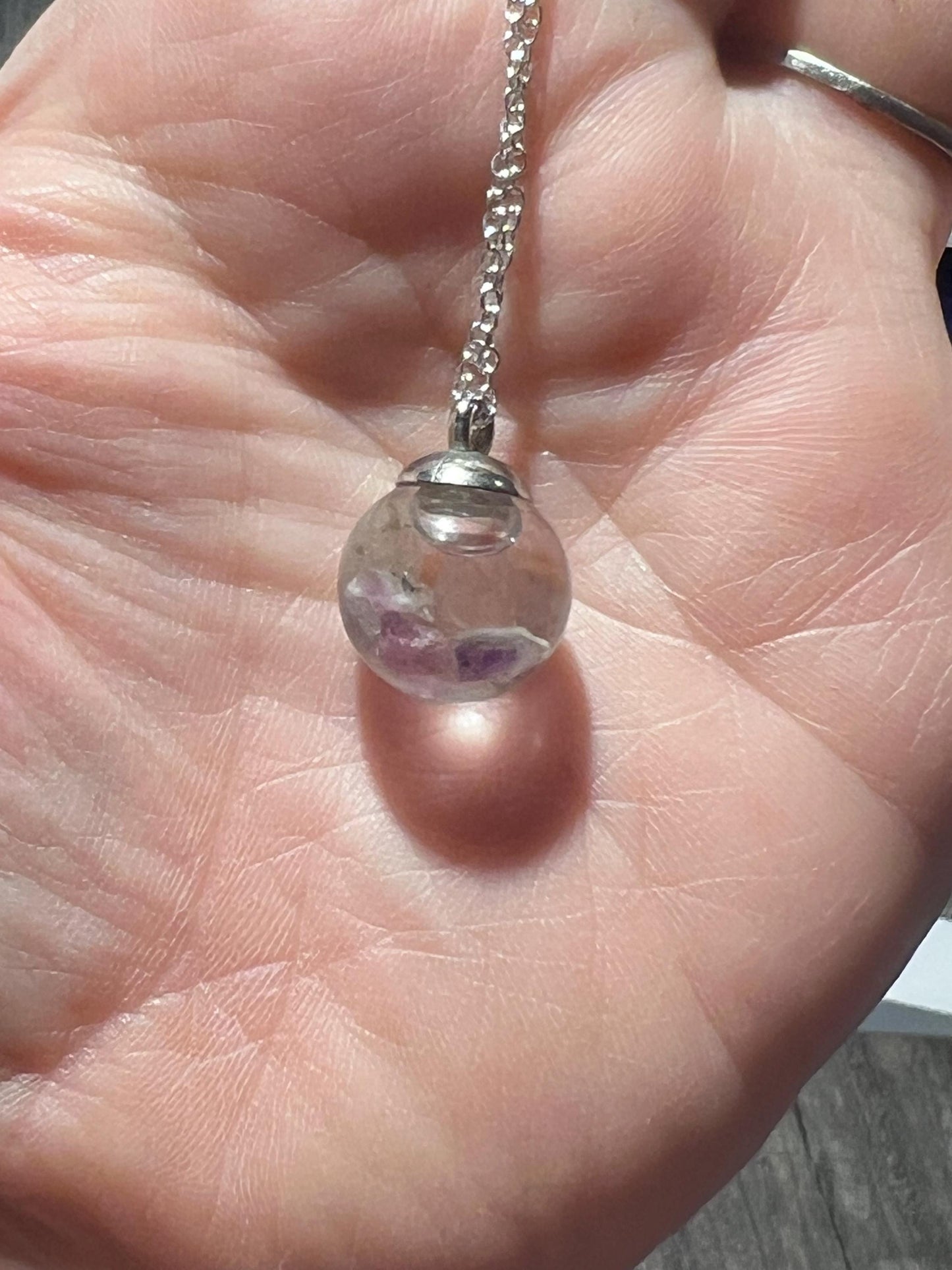 Amethyst and Quartz Bauble Necklace | Personal Snow Globe Necklace