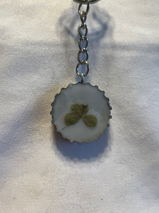 Lucky Four Leaf Clover Keychain | Roxa Cola Bottle Cap Charm | Handmade Resin Good Luck Charm | Nature-Inspired Gift