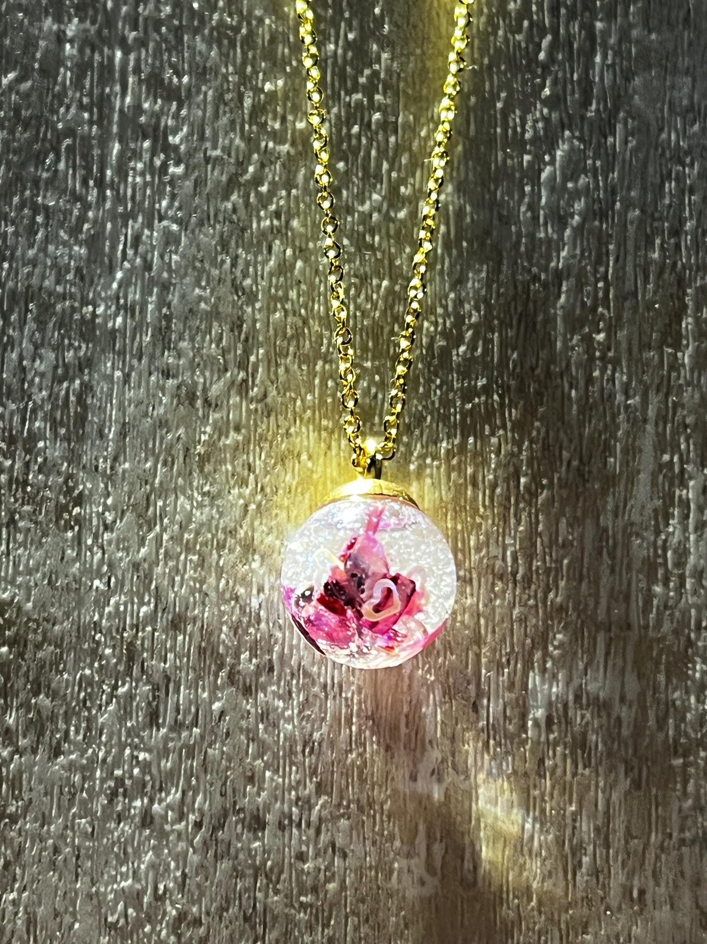 Violet Mother of Pearl Bauble Necklace | Personal Snow Globe Necklace