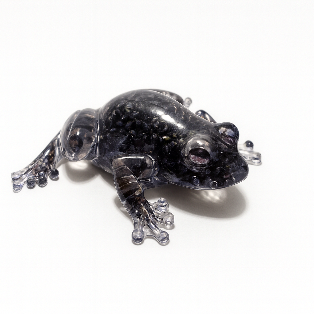 Lavender Resin Frog – Botanical Frog Figurine – Handmade Woodland Decor