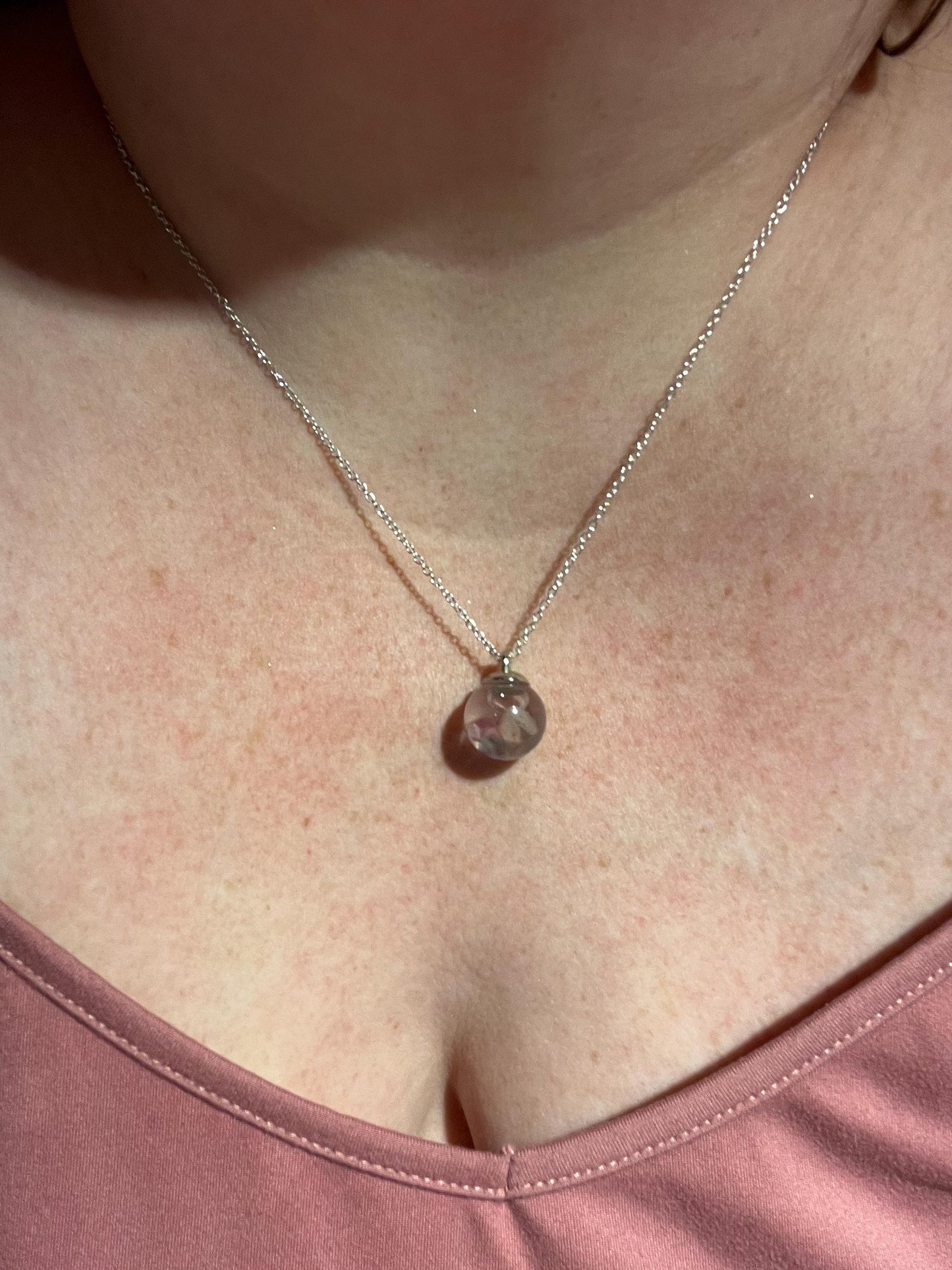 Amethyst and Quartz Bauble Necklace | Personal Snow Globe Necklace