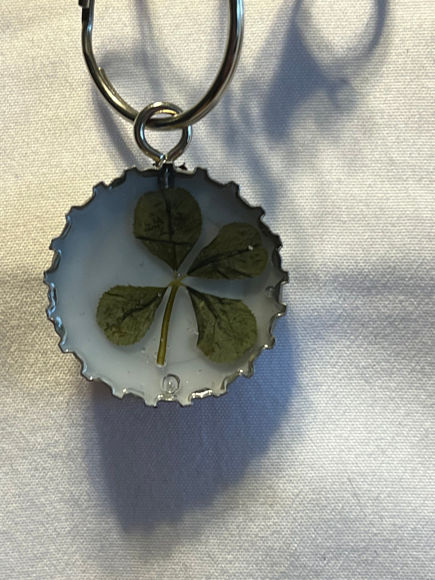 Lucky Four Leaf Clover Keychain | Roxa Cola Bottle Cap Charm | Handmade Resin Good Luck Charm | Nature-Inspired Gift