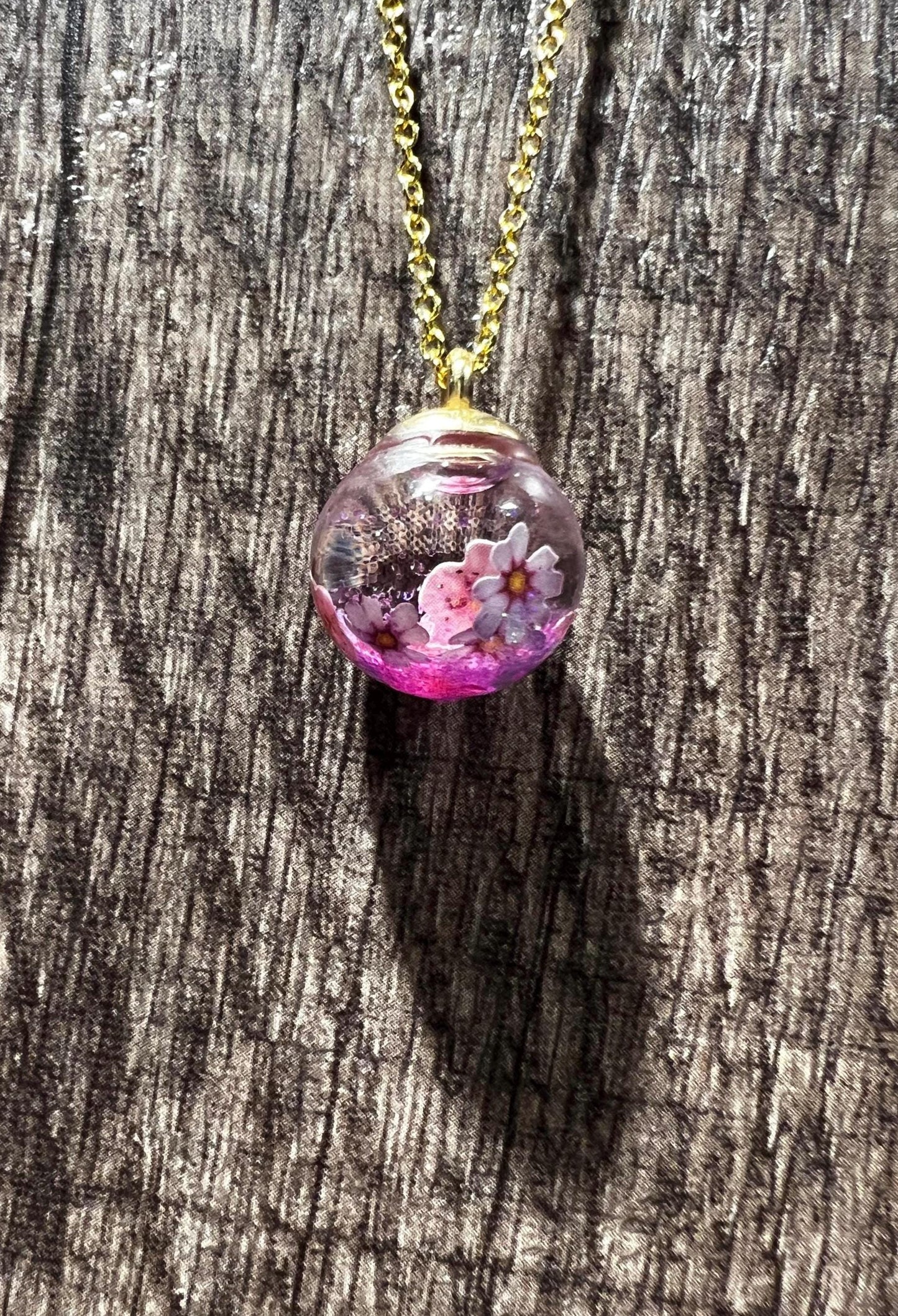 Glittery Daisy Bauble Necklace | Personal Snow Globe Necklace