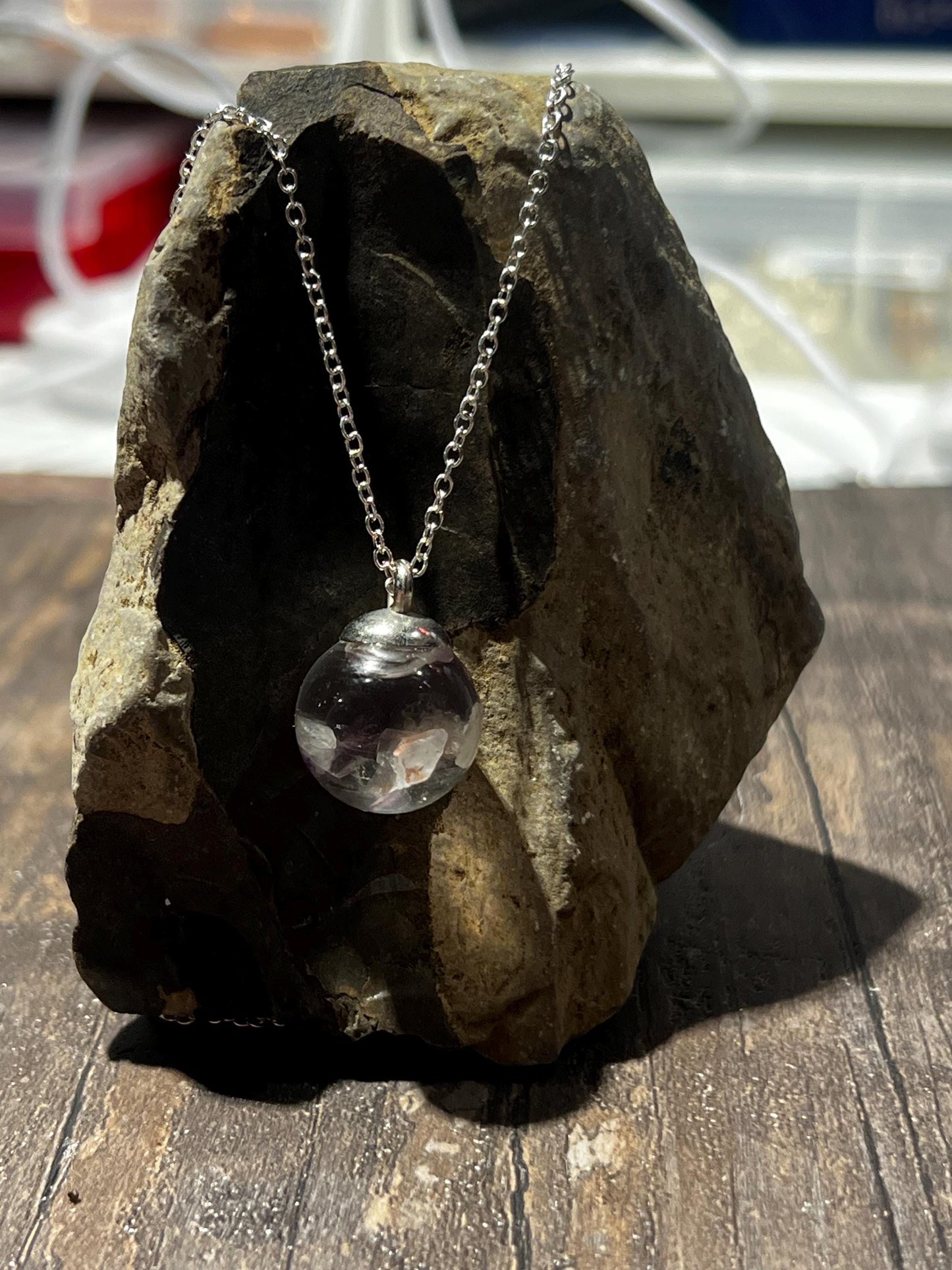 Amethyst and Quartz Bauble Necklace | Personal Snow Globe Necklace