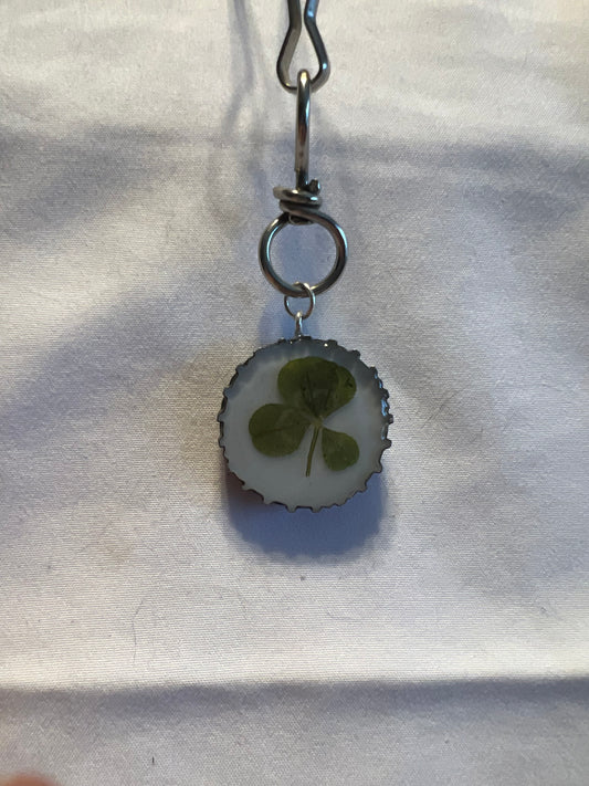 Lucky Four Leaf Clover Keychain | Jones Soda Cola Bottle Cap Charm | Handmade Resin Good Luck Charm | Nature-Inspired Gift