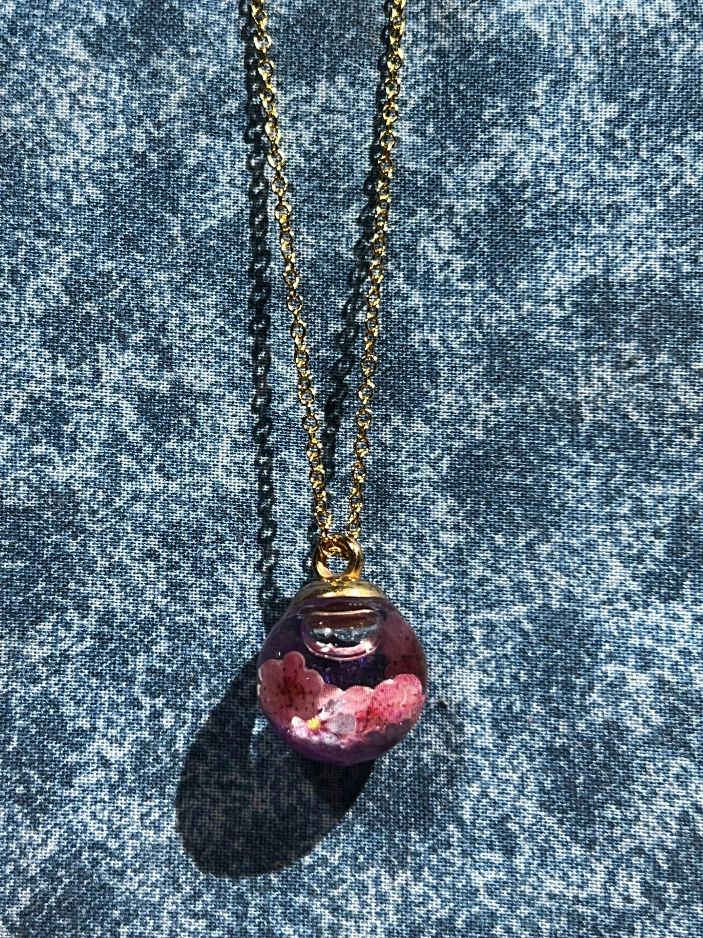 Glittery Daisy Bauble Necklace | Personal Snow Globe Necklace