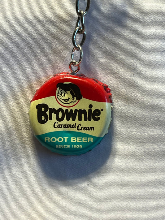 Lucky Four Leaf Clover Keychain | Brownie Caramel Cream Root Beer Bottle Cap Charm | Handmade Resin Good Luck Charm | Nature-Inspired Gift