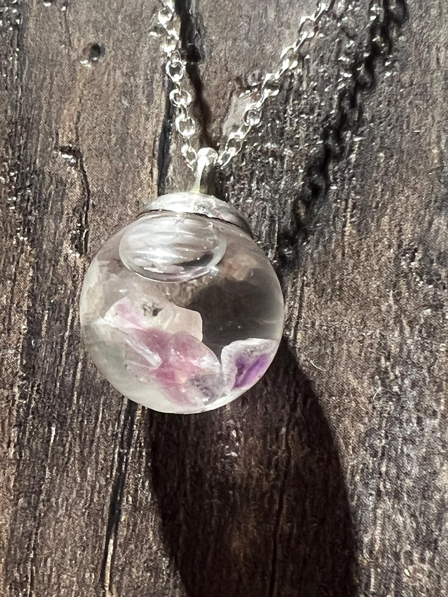Amethyst and Quartz Bauble Necklace | Personal Snow Globe Necklace
