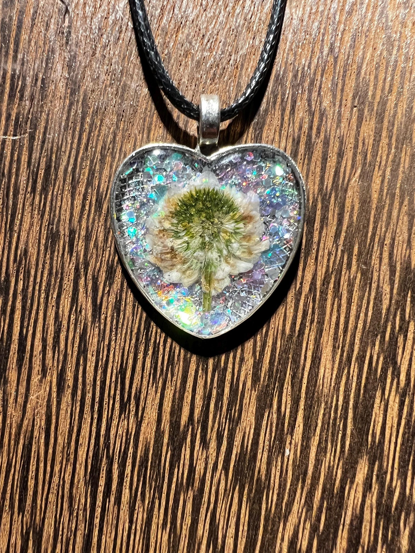 Whimsical Sweetheart Series | Real Wildflower | White Clover Flower Necklace
