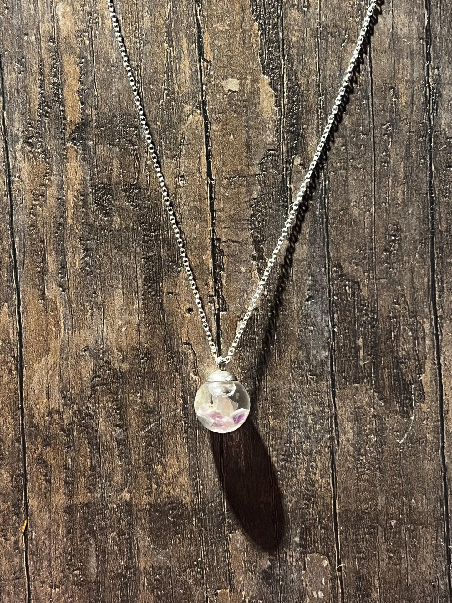 Amethyst and Quartz Bauble Necklace | Personal Snow Globe Necklace