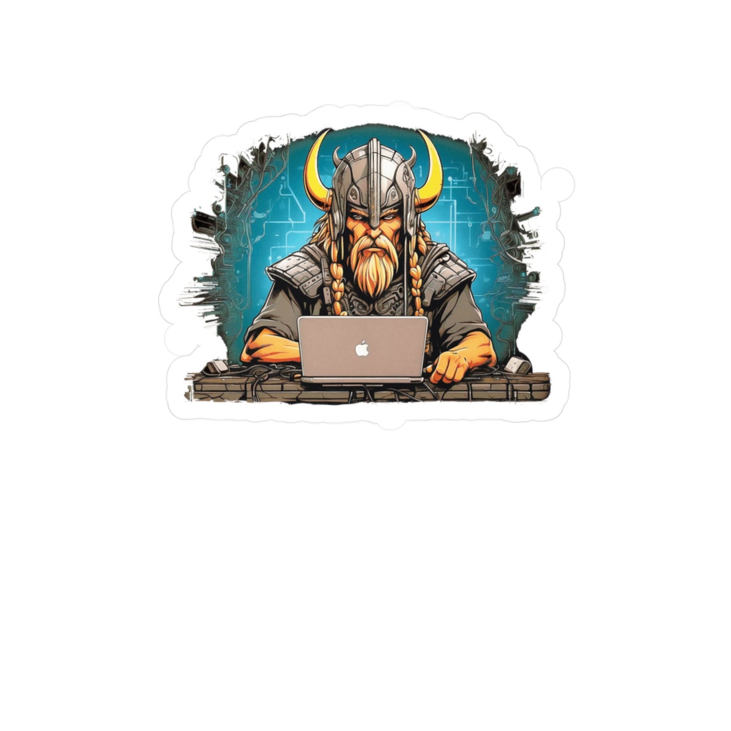 Cyber Viking Hacker Sticker - Kiss-Cut Vinyl Decal