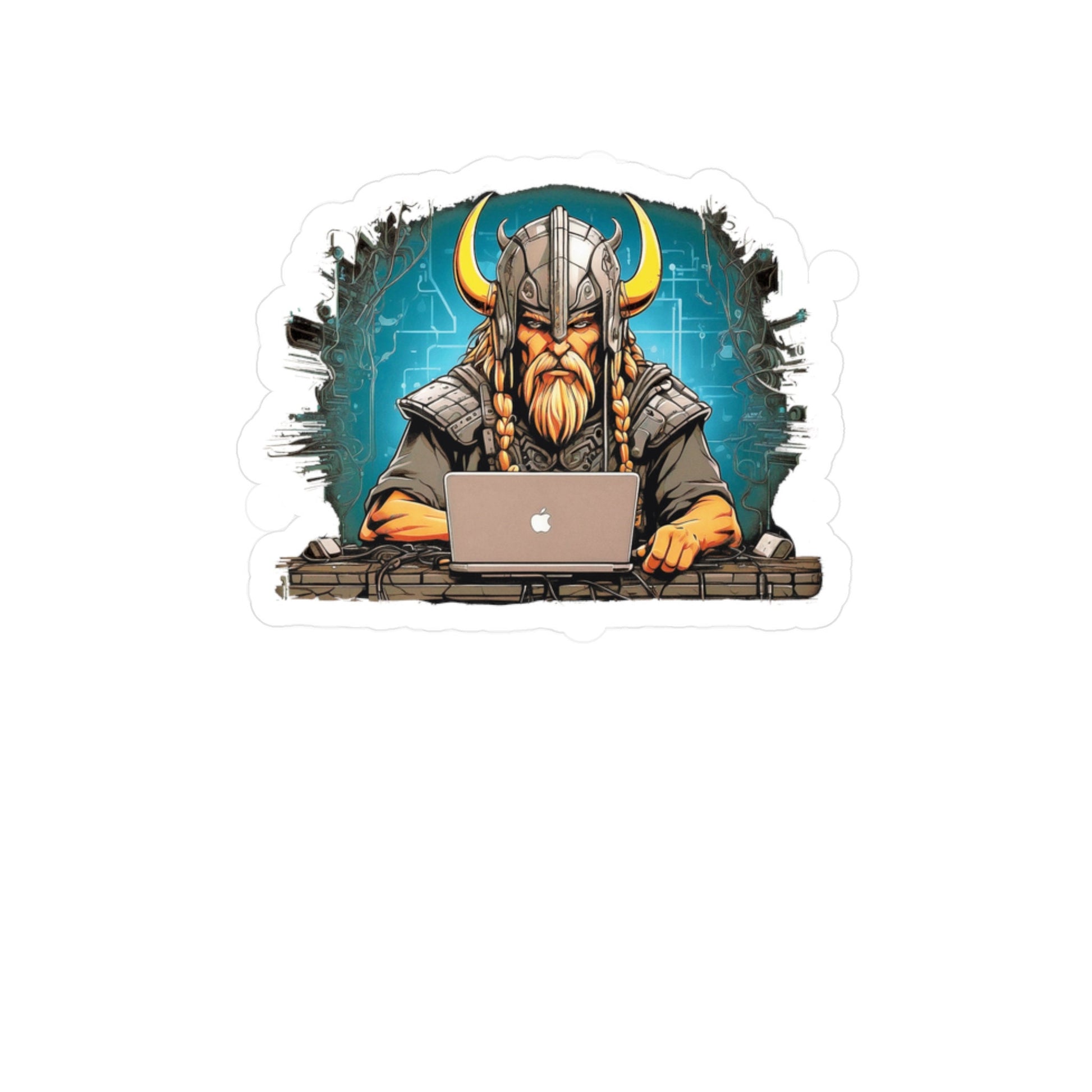 Cyber Viking Hacker Sticker - Kiss-Cut Vinyl Decal