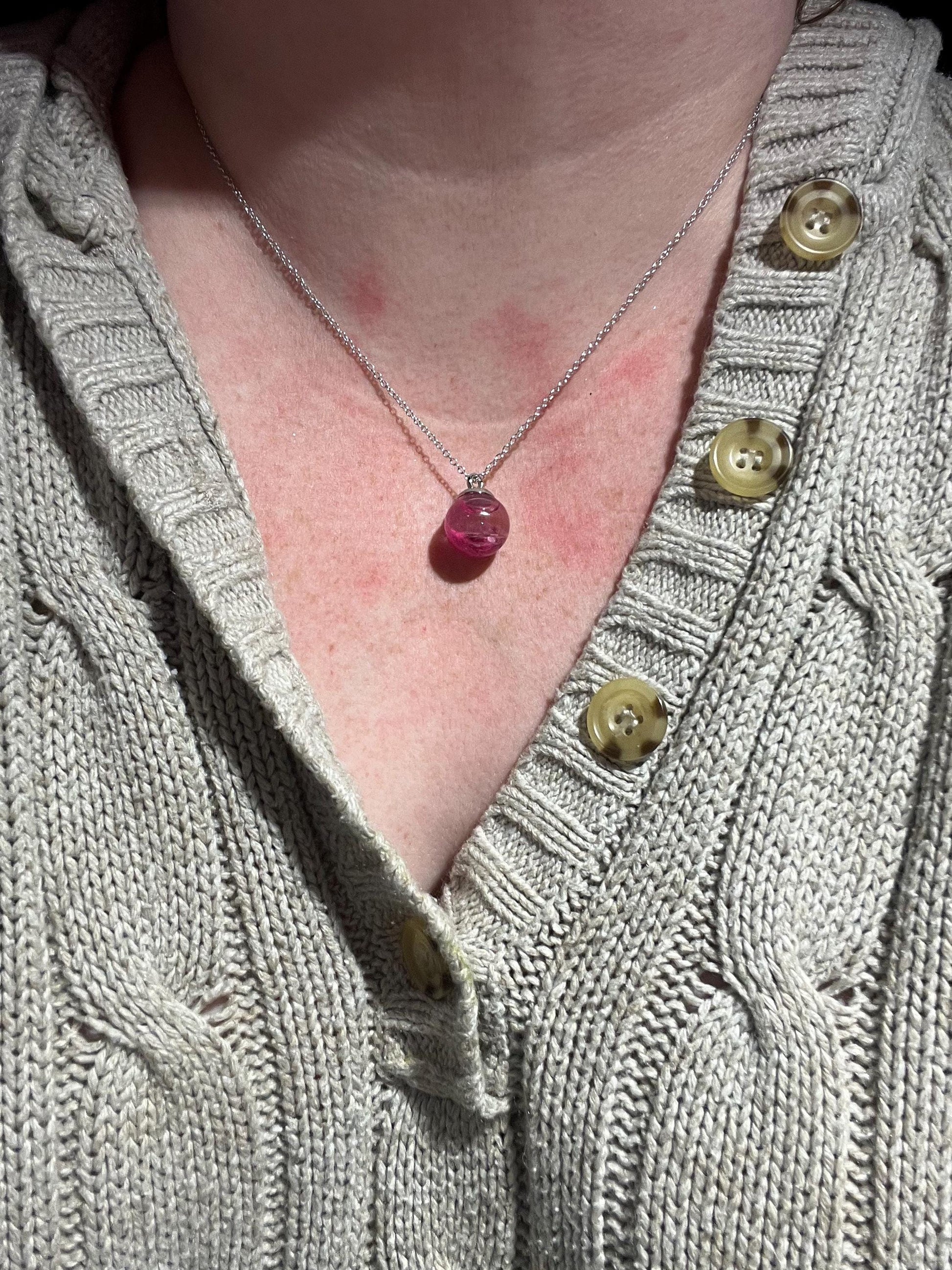 Glittery Pink Bauble Necklace | Personal Snow Globe Necklace