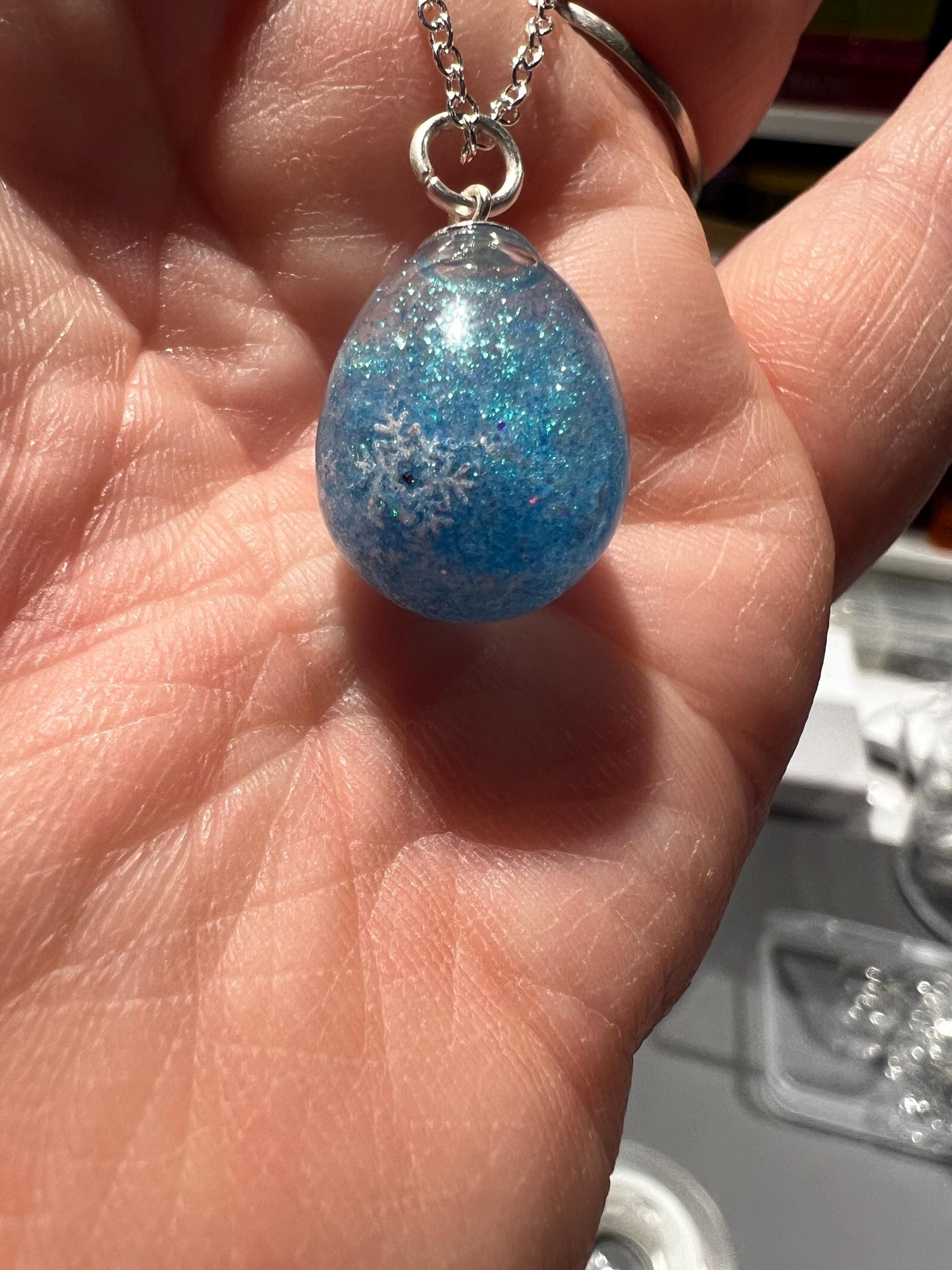 Teardrop Bauble Frozen Inspired Princess Necklace | Personal Snow Globe Necklace