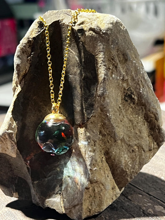 Glittery Gem Filled Bauble Necklace | Personal Snow Globe Necklace