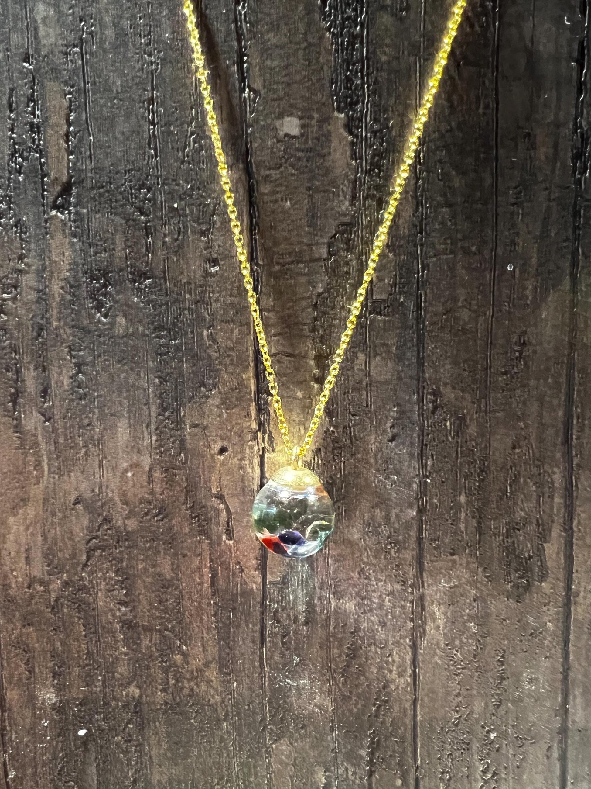 Glittery Gem Filled Bauble Necklace | Personal Snow Globe Necklace