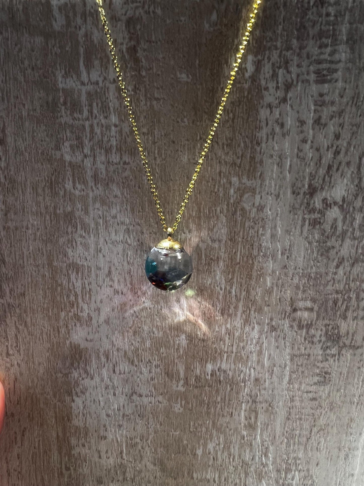 Glittery Gem Filled Bauble Necklace | Personal Snow Globe Necklace