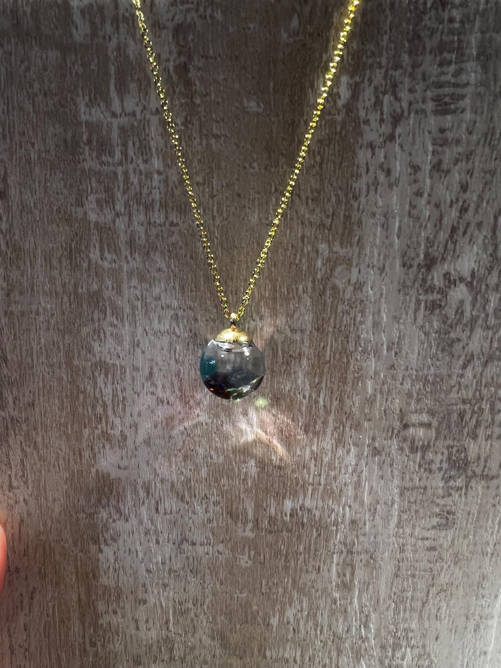 Glittery Gem Filled Bauble Necklace | Personal Snow Globe Necklace