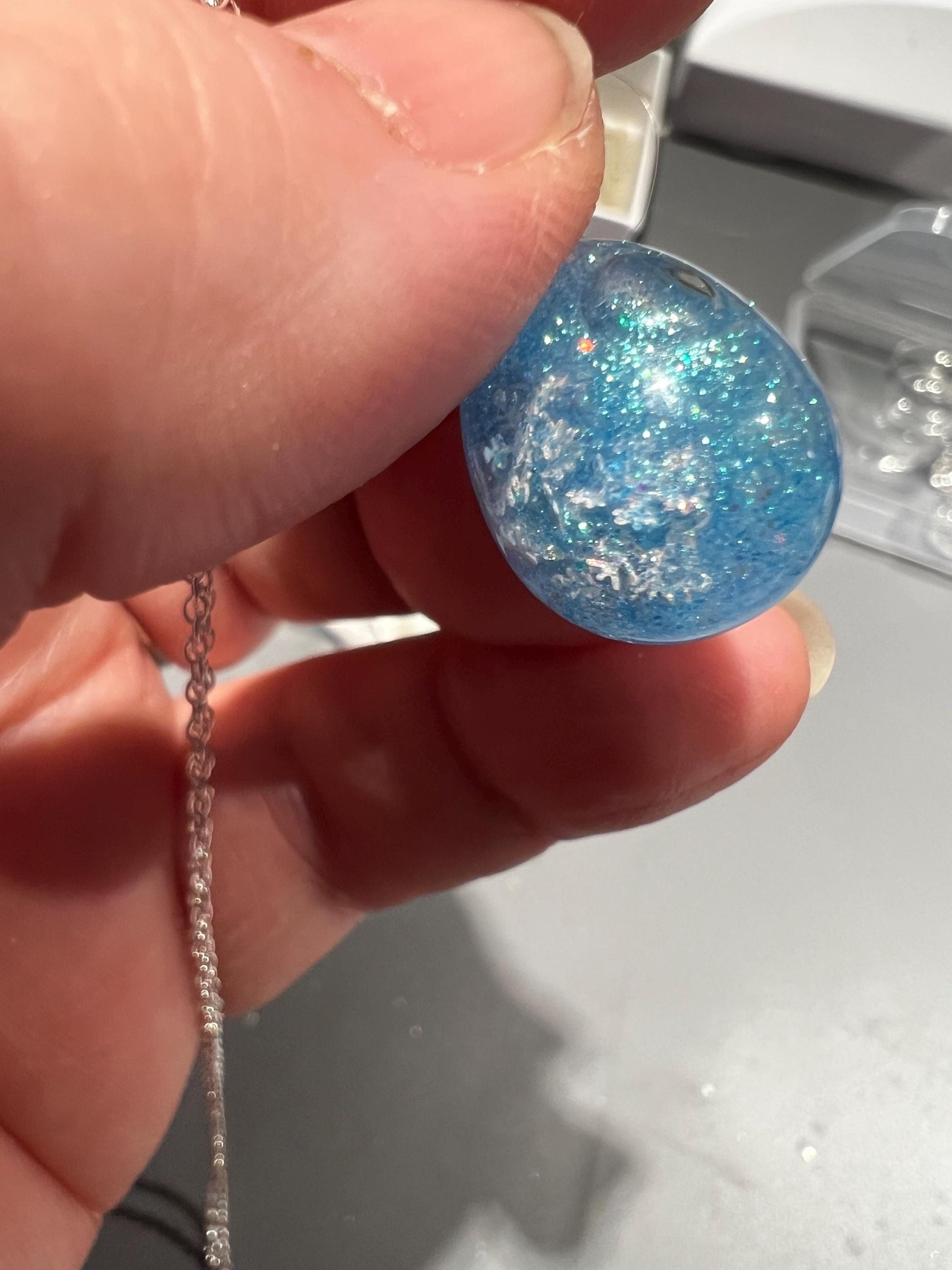 Teardrop Bauble Frozen Inspired Princess Necklace | Personal Snow Globe Necklace