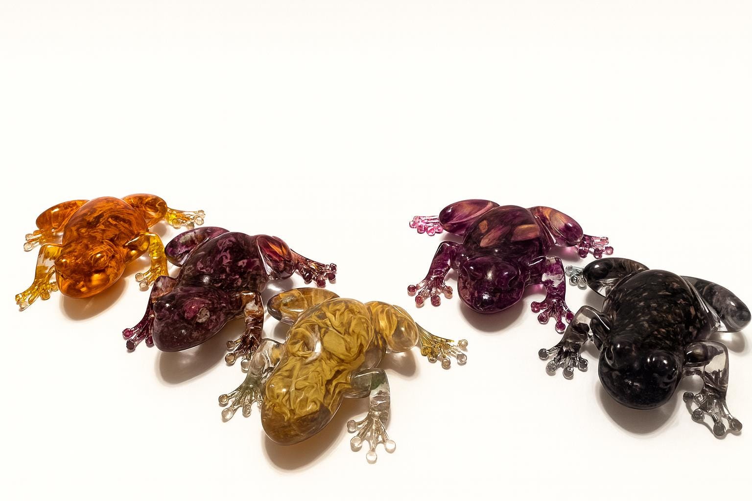 Marigold Resin Frog – Handmade Botanical Frog Sculpture – One of a Kind Nature Art - Resin Frog Decor - Marigold Petals